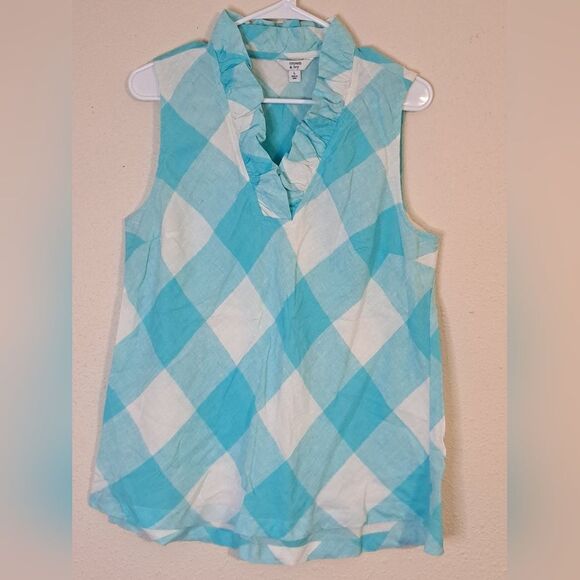 Crown & Ivy 100% linen sleeveless blouse size large - Picture 1 of 6